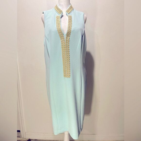 Pappagallo dress aqua blue career business office summer festive women’s 14 - Picture 3 of 11